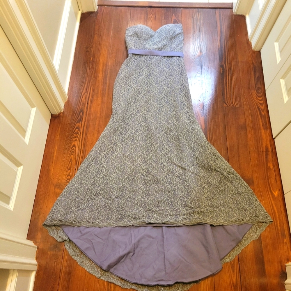 Purple Ruched High-Low Gown with Sweetheart Neckline